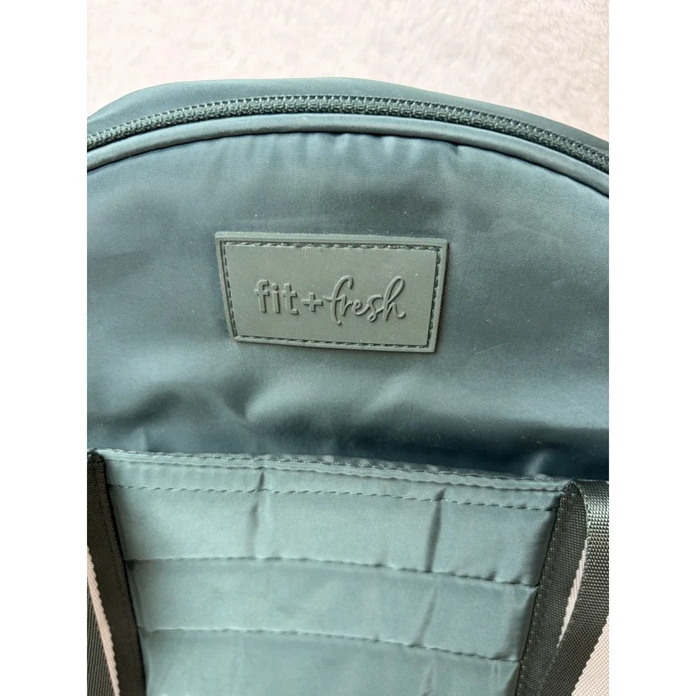 Fit & Fresh Dual Compartment Insulated Lunch Bag Sage Green Tote Shoulder Strap